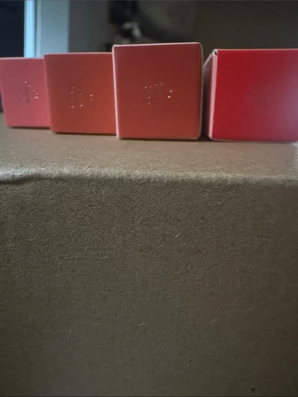Set of 4 Peach C Korean Lipstick in Boxes-Coral-Red Shades w/magnet closure
